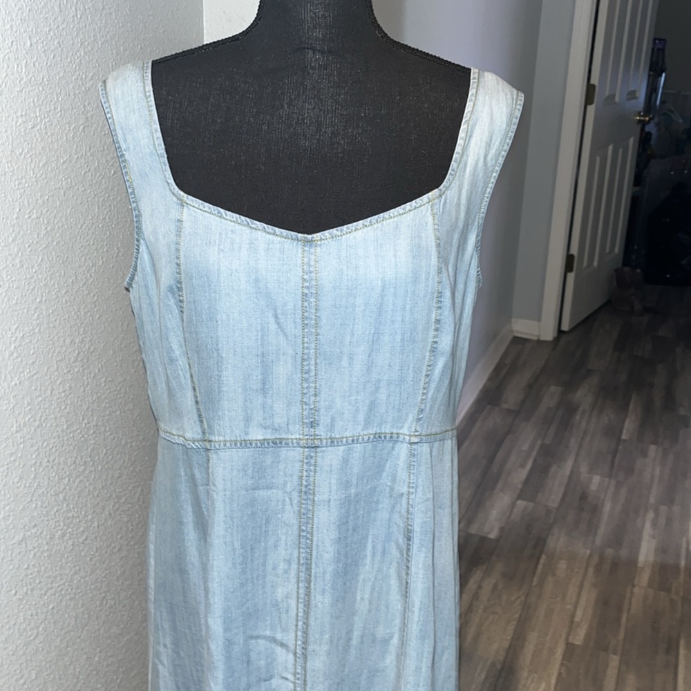 Brushed denim dress size L lightweight, and comfortable zipper closure flirty